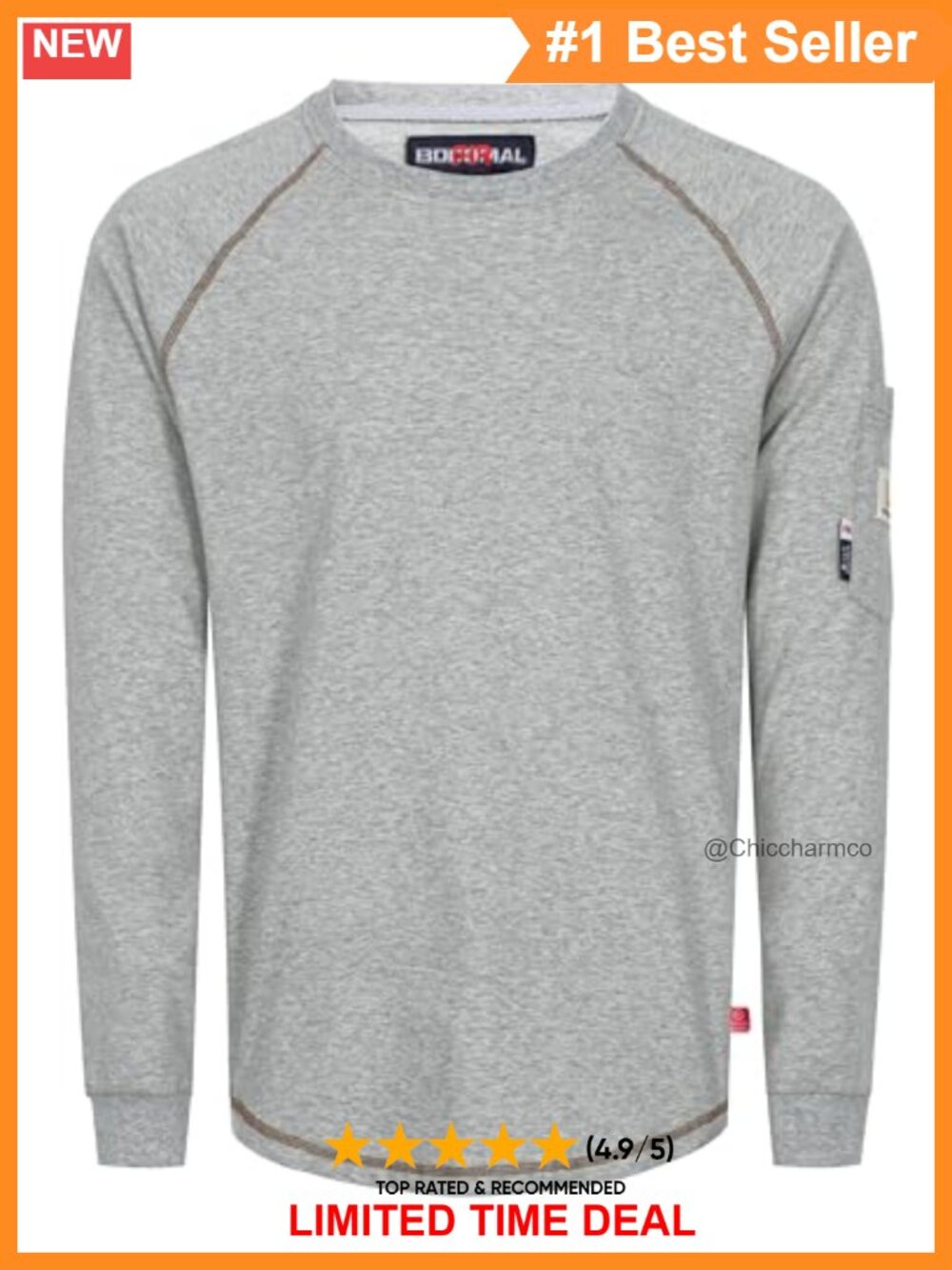 Flame Resistant Crew Neck Long Sleeve Work Shirt 6oz Cotton Jersey Knit